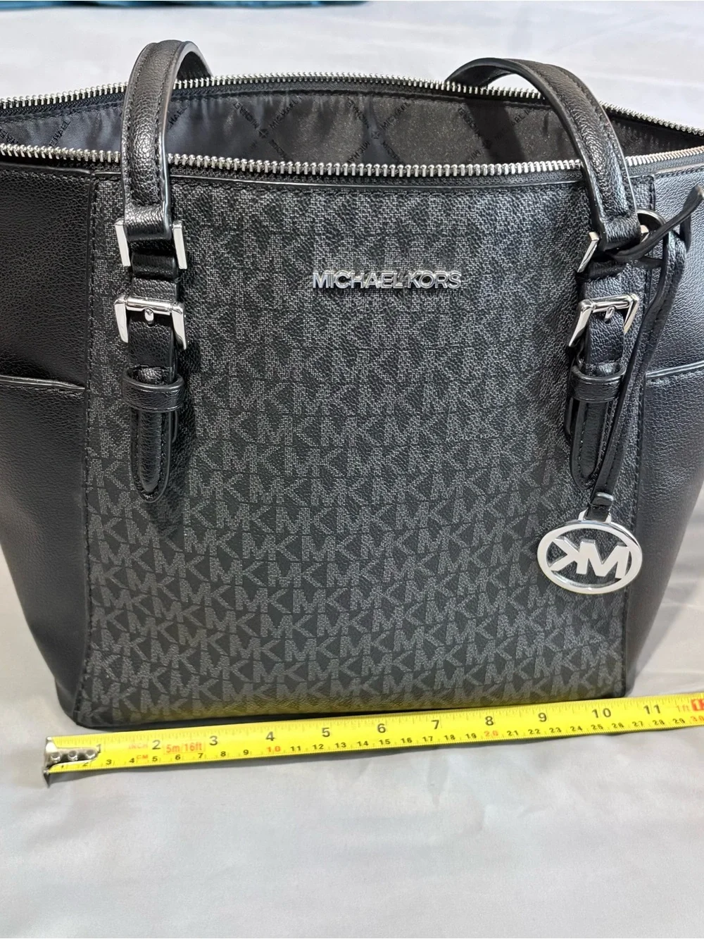 Michael Kors Gray and Black Signature MK Tote